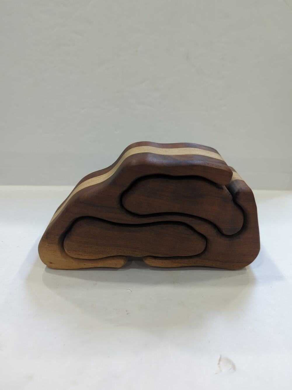 Walnut And Birch Wood 2 Drawer Box Vintage Trinket Jewelry Box